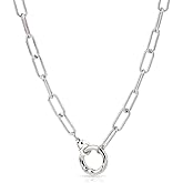 Hobbspring Ring Holder Necklace Stainless Steel Paperclip Ring Holder Necklace with Handcuff Clasp for Wife Fiancee Nurse Ladies Gift