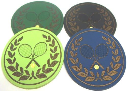 Large Tennis Crossed Raket Coasters 4pc - Brand New