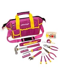 greatneck 21043 32-Piece Essentials alrededor de la Casa Juego de herramientas en bolsa, color rosa