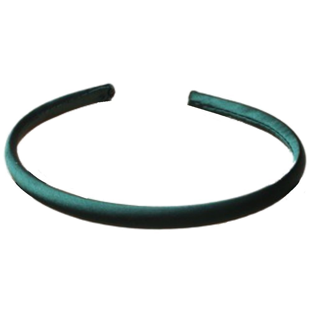 Bottle Green Satin Covered Alice Hair Band Headband Bridesmaid Flower Girl 1cm (0.4") Wide