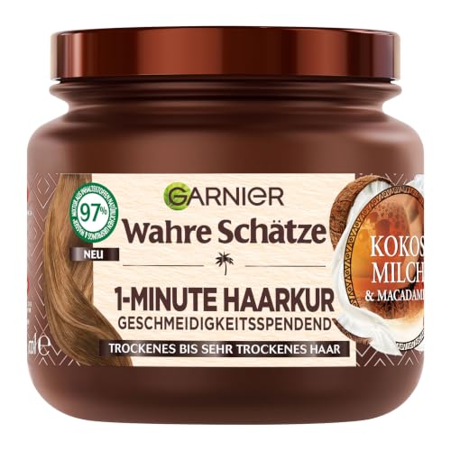 Tratamiento nutritivo de 1 minuto para cabello seco a muy seco, con leche de coco y aceite de macadamia para un nuevo brillo y suavidad, formula vegana, 1 x 340 ml