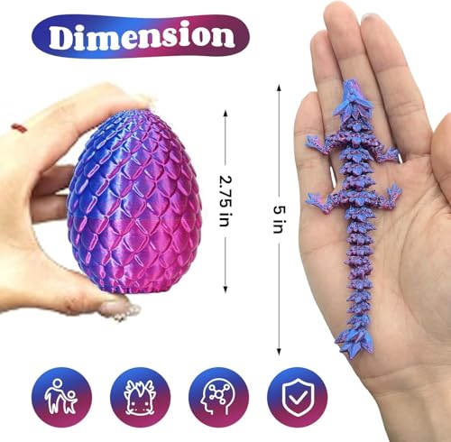 Uniiking® 3D Printed Dragon Eggs with Dragon Inside, 3D Printing Toys for Kids & Adults, Unique Desktop Decoration & Collectible(4 Pack, B)