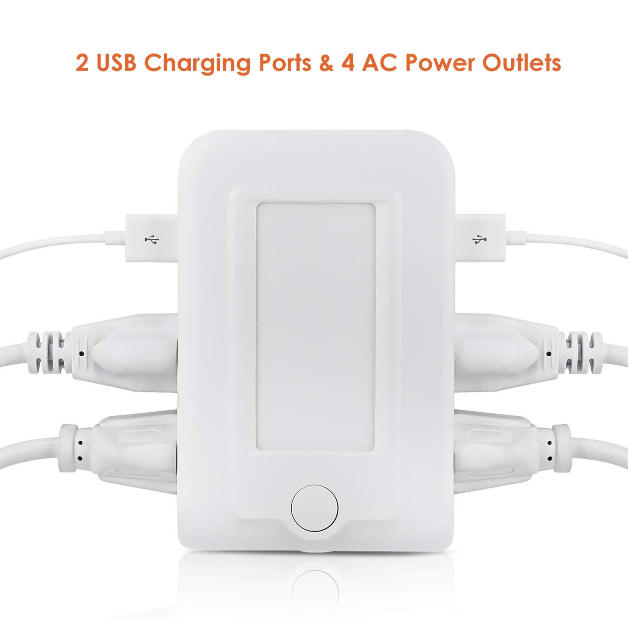 DEYIOU Wall Mount Outlet with Dusk to Dawn Night Light, 2 USB Ports & 4 AC Outlets Charging Station, Power Socket Extender with Phone Holder