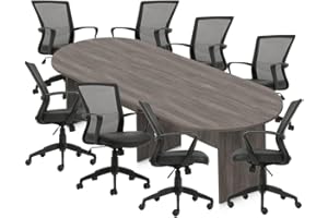 GOF 6FT, 8FT, 10FT Conference Table & Chair (G10705B) Set, Dark Cherry, Espresso, Artisan Grey, Mahogany, Walnut (10ft Table with 8 Chairs, Artisan Grey)