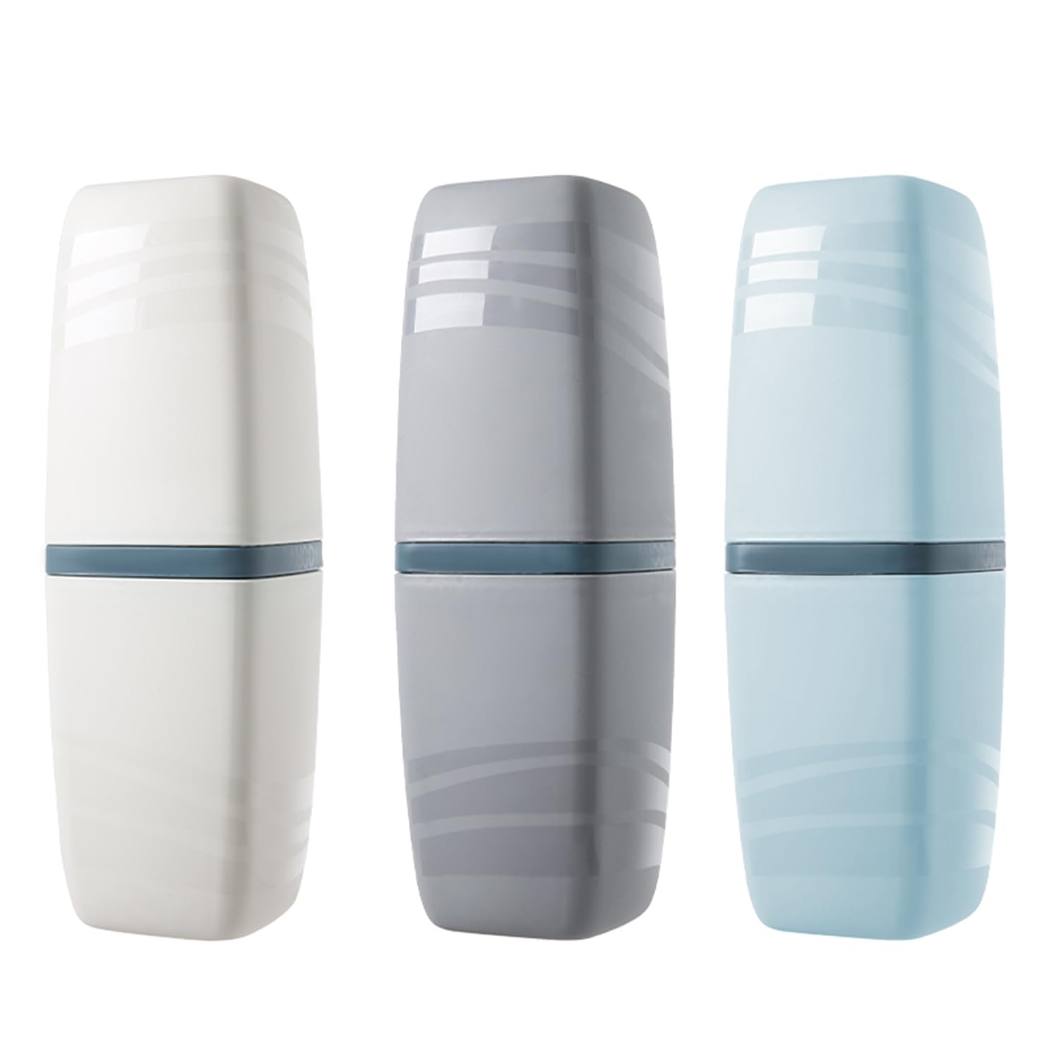 XMNIVATE 3-Piece Travel Toothbrush Cup Set (Light Green, White, Light Gray)