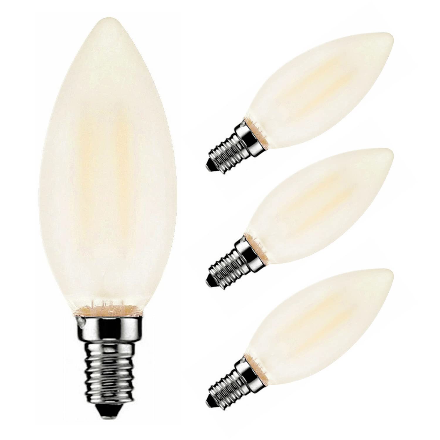 Hoboyotogo E14 LED Light Bulb 4W 220V Candle Bulbs C35 Dimmable Edison Screw Bulb for Chandelier Lighting 4 Pack