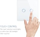 CNBINGO 2-Way Glass Touch Light Switch 2-Gang White AC 240V 800W/Gang view 7