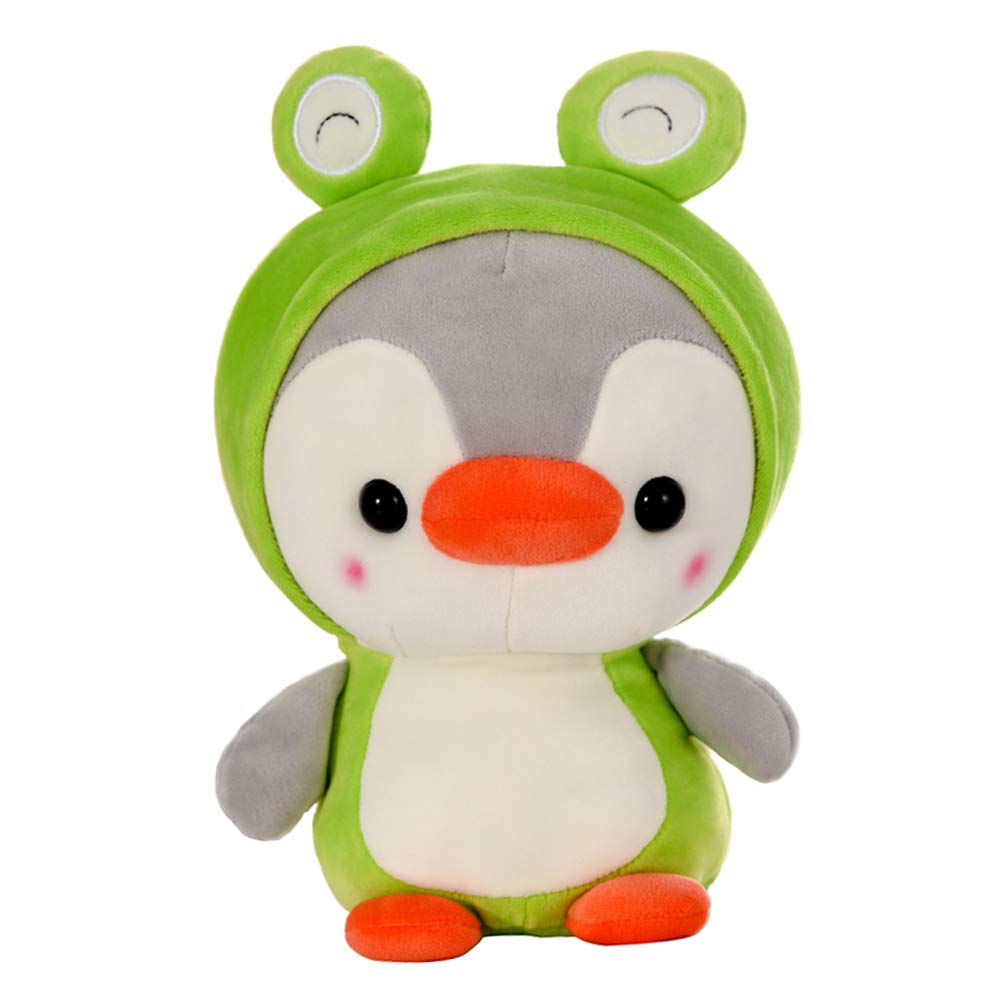 Adorable Little Penguin Stuffed Animal Dressed in Frog Dinosaur Costume Soft Plush Toy for Children's Birthday Gifts
