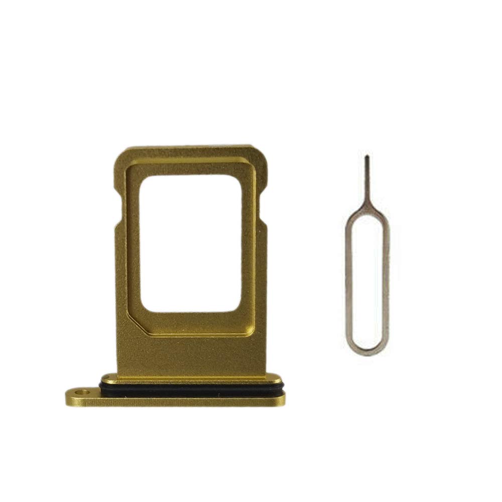 MEEFIX SIM Card Tray Holder Slot Replacement with Open Eject Pin for iPhone 11 (6.1 inch) (Yellow, Single SIM)