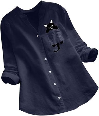 cat print button down shirt