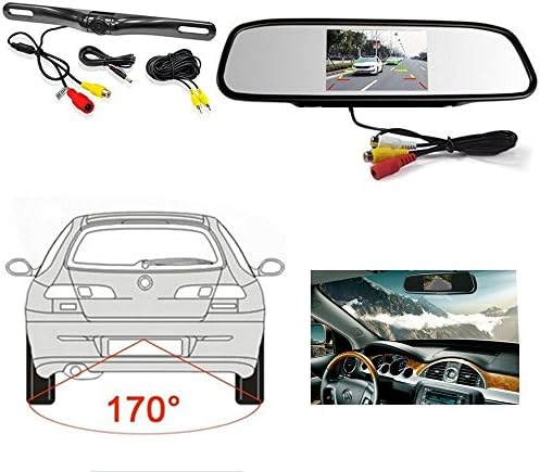 4.3 Inch Color TFT Rearview Mirror Monitor with IP67 Waterproof HD CCD 2 LED Vehicle Reverse Lock Reverse Backup Cameras Night Vision 170 ° Viewing Angle Rear View Camera Kit For Car