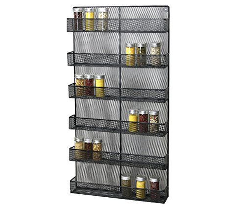 ESYLIFE 6 Tier Wall Mounted Spice Rack Organizer - Made of Sturdy Punching Net, Black - Thumbnail 2