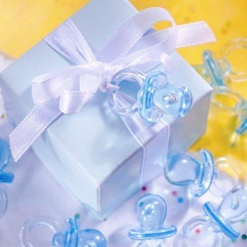 JZK 100 x Blue Mini Dummy Pacifier Acrylic Soothers Table Scatter Confetti Party Decoration Accessory for Baptism Baby Shower Baby Birthday Mother to Be Party - Image 3