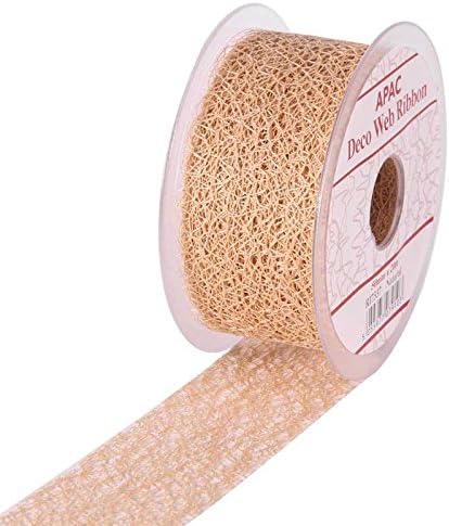 50mm (2") Deco Web MESH Weave Ribbon (20 Metre Roll) Top Quality APAC Brand (Natural)