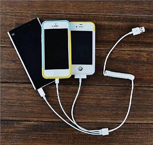 Drhob 1pc mobile phone data cable charging cable delayed three spring wire stretching wire Android Tablet devices（ Color ：White）