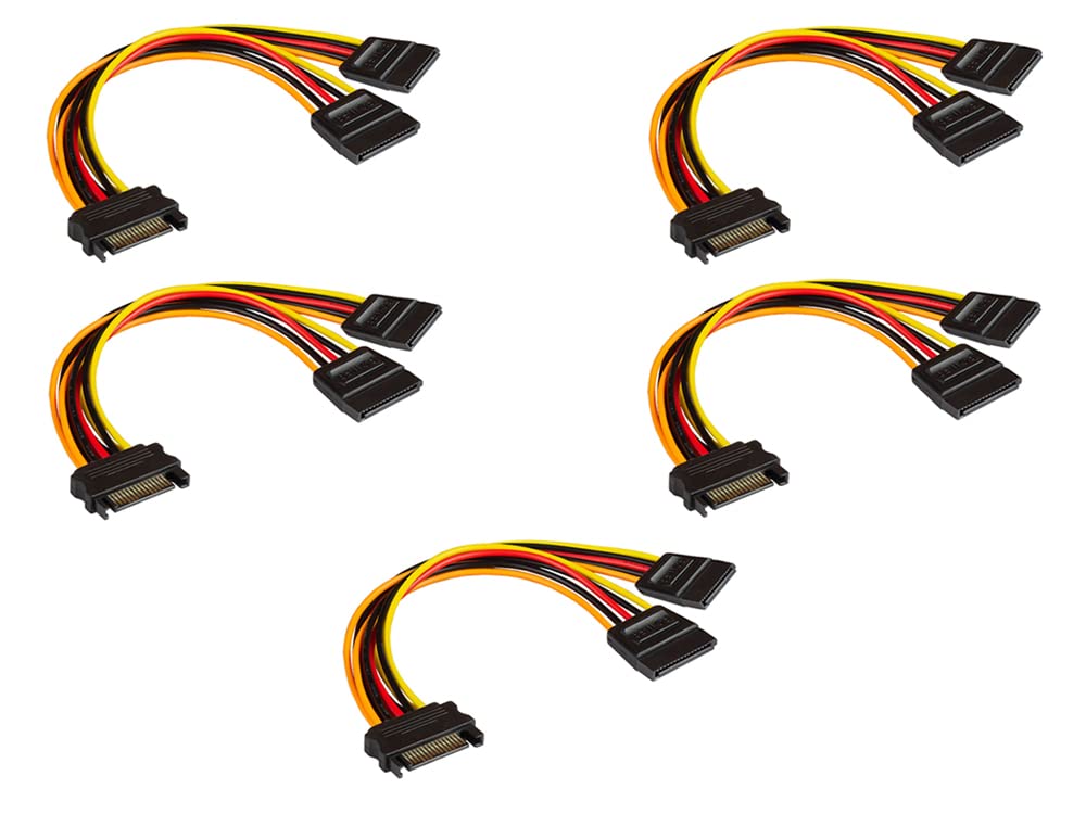 Good Connections 5021-2SBSS-5 SATA Y Power Cable – Set of 5 – SATA Male to 2 x SATA Female – Approx. 20 cm