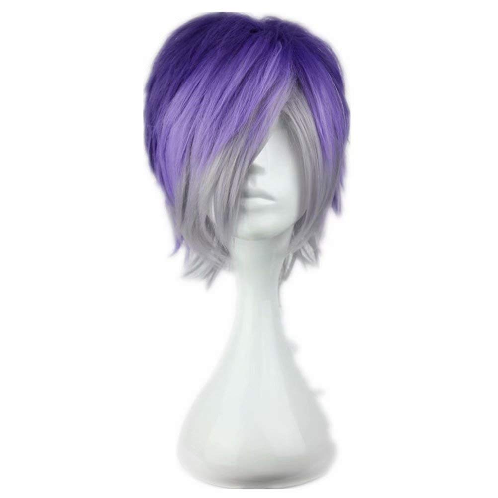 Amazon Com Kadiya Short Purple Silver Mixed Hair Halloween Anime