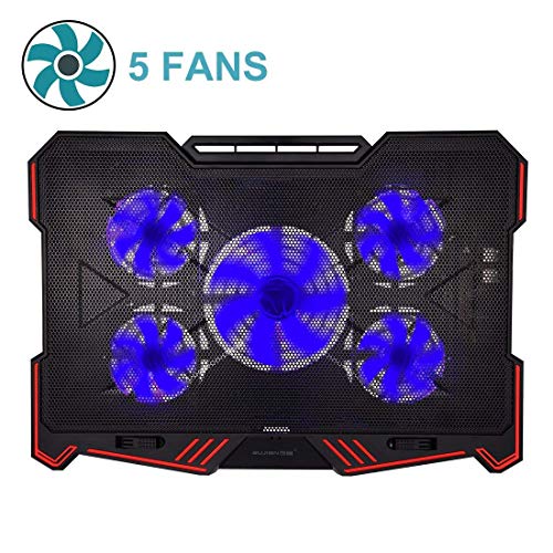 ThreeLeaf@T200K2 10-16inch Laptop Cooling Pad (5Fans Location Coverage and Whisper Quiet, Power/LED Switch and 5Levels Feet Stand)