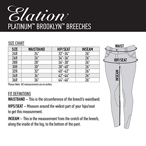 ELATION EuroSeat Breeches, Platinum Brooklyn Riding Breeches for Women, Thick Elastic High Waist w/Contrast Piping & Leather Knee Patch -Ladies Equestrian Riding Pants & Horse Show Breech (Navy, 36R) - Thumbnail 4
