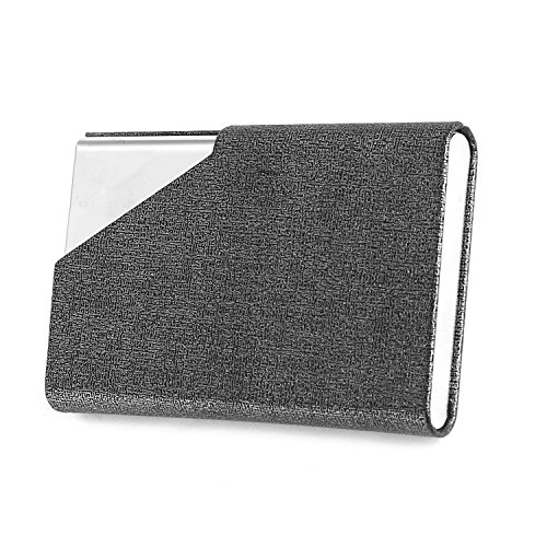 Business Name Card Holder Luxury PU Leather & Stainless Steel Multi Card Case,Business Name Card Holder Wallet Credit Card ID Case/Holder for Men & Women (Gray)