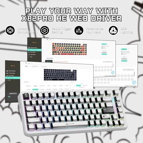 ATTACK SHARK X82PRO HE 75% Wireless Gaming Keyboard with Quick Trigger, Hall Effect Magnetic Switch Keyboard with Adjustable Actuation RT 0.01 mm, 8 KHz, Hot-Swap, RGB, Gamer (Comic)