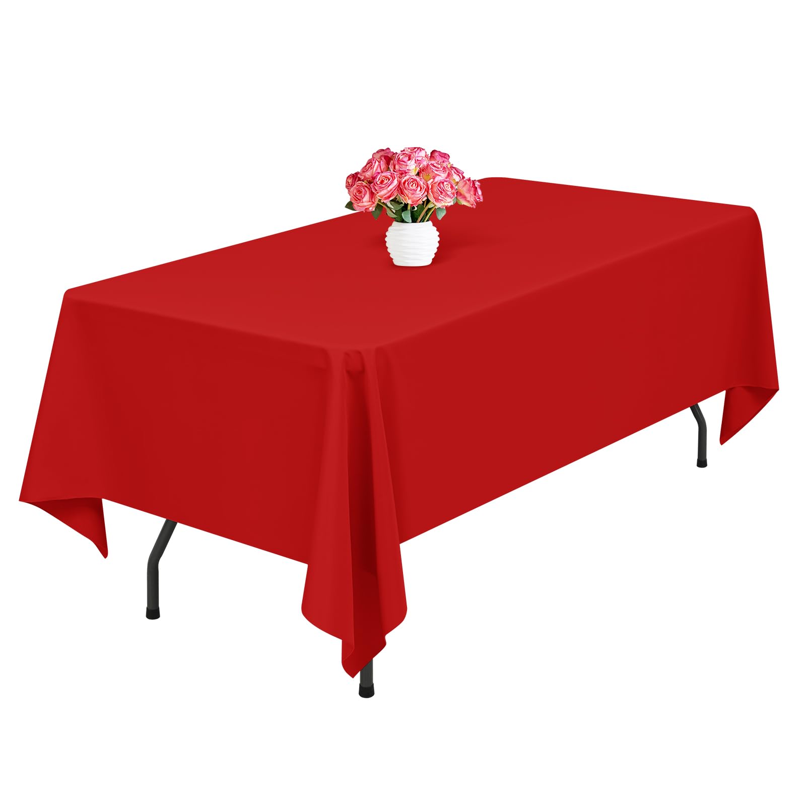 Lumaycens 1 Pack Red Polyester Tablecloths,60 x 102 Inch for 6ft Rectangle Table Cloth Washable and Reusable Stain and Wrinkle Resistant for Wedding Party Banquet Camping Restaurant Decoration