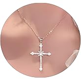 VOPIPO Cross Necklace for Women, 14K Gold/Silver Plated Dainty Cross Necklace Gold Cubic Zirconia Necklace Diamond Cross Pendant Necklaces Religious Gifts for Women Teen Girls Trendy Christian Jewelry