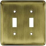 Franklin Brass 64089 Stamped Steel Round Double Toggle Switch Wall Plate / Switch Plate / Cover, Antique Brass