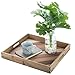 MyGift 18-Inch Square Tri-Color Brown Wood Serving Tray with Handles, Large Wooden Tray for Ottoman, Coffee Table Living Room