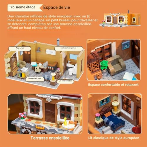 PANTASY European Bakery Building Set for Adults, Famous Places Building Blocks with Bakery, Gym Building, Housing, Heavenly Garden