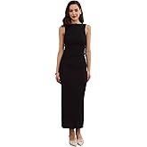 Allegra K 2 Piece Skirt Set for Women's Party Boat Neck Asymmetrical Tank Top Bodycon Guest Maxi Outfits