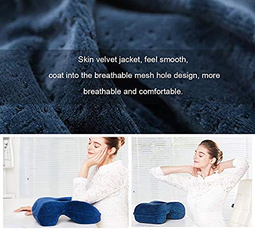 WER Nap Sleeping Pillow Cushion AF8 Bamboo Charcoal Memory Foam Pillow Slow Rebound Desk Nap Pillow with Hollow Design Ideal for Face Down Sleeper Back Support, Removable Washable Velvet Cover
