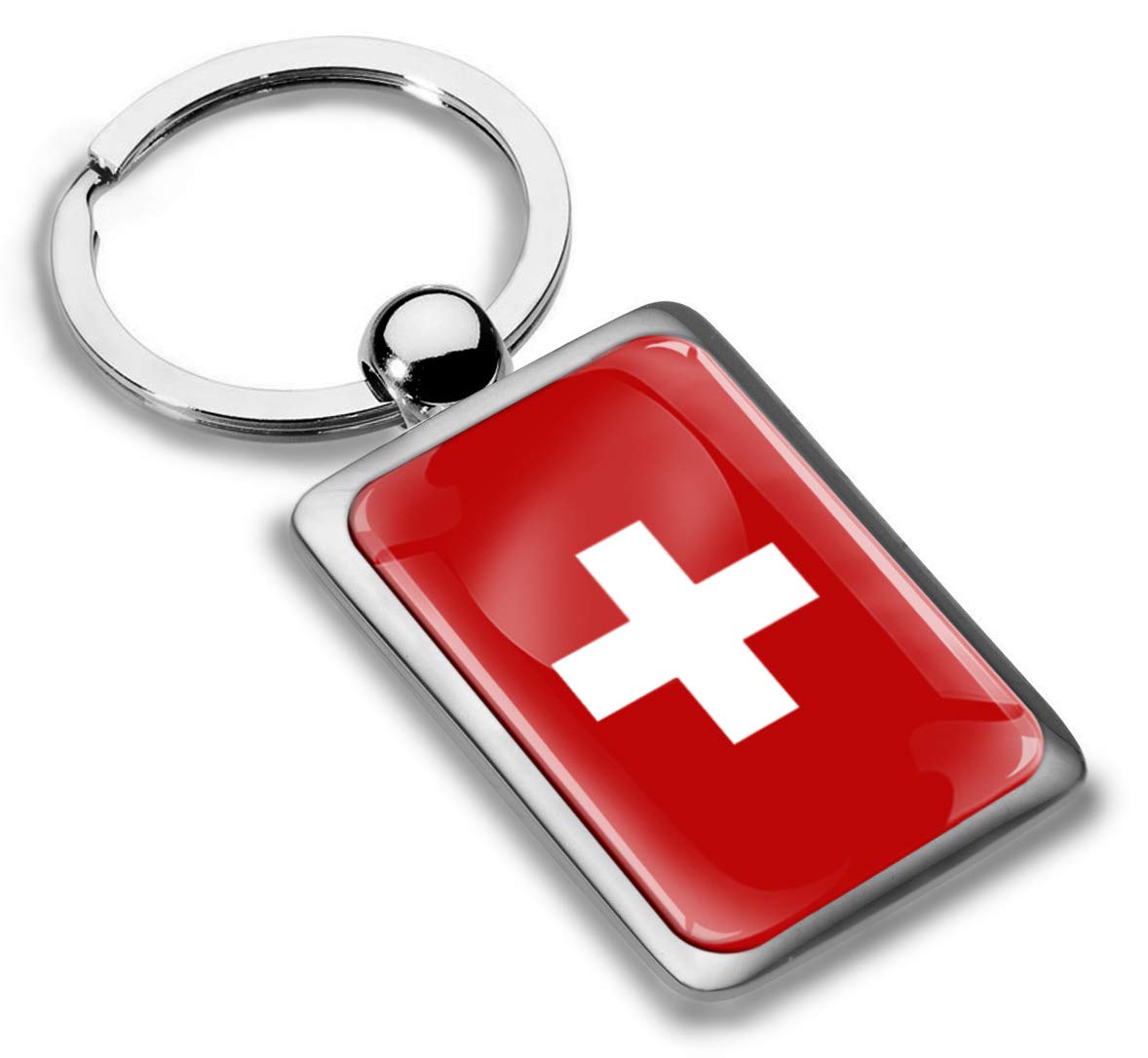 Biomar Labs Stainless Steel Metal Keychains Country Flag National Flags Design Durable Premium Accessory Car House Keys Backpack Gift Travel Souvenir (Switzerland Swiss Flag KK 240) — image 1