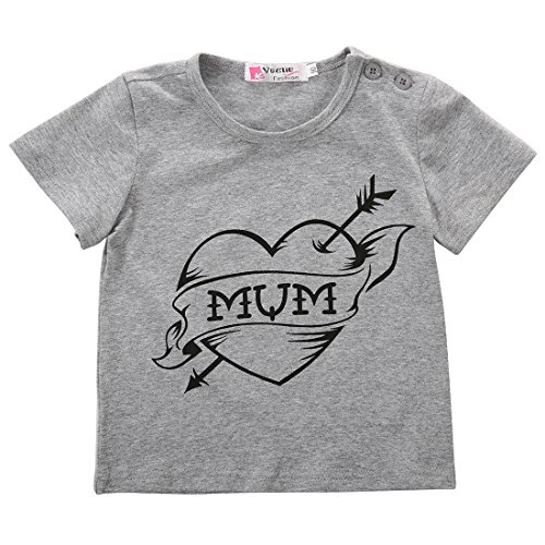 Baby Toddler Kids Girl Boy Clothes Cotton Mum Print Tops T-shirt Summer Costume
