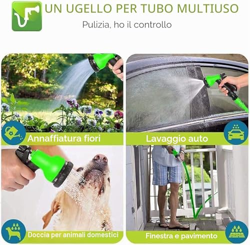 WESEN 7.5m/15m/30m/37m/45m Expandable Garden Water Hose with 3/4" and 1/2" Connector, Flexible Garden Hose with 8 Function Spray Nozzle