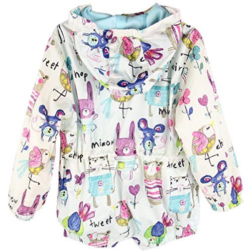 Jastore Baby Girl Cartoon Print Graffiti Coat Wind Hooded Jacket Full Sleeve Outerwear (3-4T)
