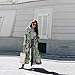 Women Boho Floral Print Long Kimono Cardigan Robe Coat Jackets with Tie Waist (L, Green)