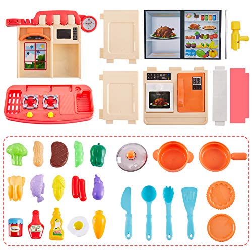 HERSITY Kinder Spielküche Kinderküche Zubehör mit Licht und Sound Herd Spüle Backofen Kochgeschirr Spielzeug… – Bild 7