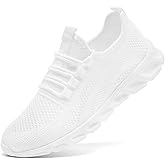 MGBDSZ Womens Walking Shoes Casual Slip On Tennis Running Shoes Lightweight Breathable Non Slip Workout Athletic Gym Cross Training Sneakers White Size US 8