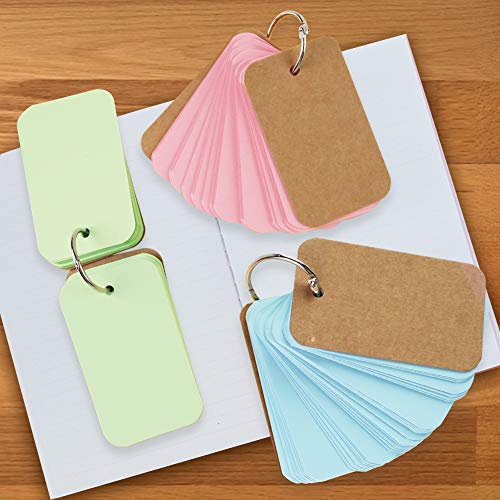 Koogel Flash Cards, 6 Pack 300 Revision Cards Index Cards Mini Notepads Blank Flashcards Study Cards on Ring