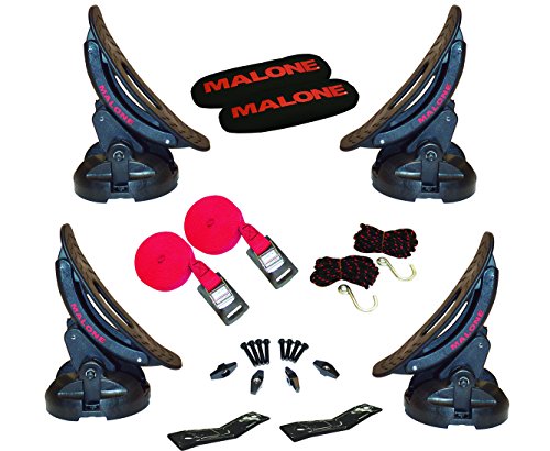 Malone Saddle Up Pro Universal Car Rack Kayak Carrier (Set of 4) with Bow and Stern Lines