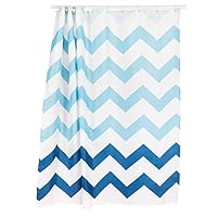 Cyrra Bathroom Shower Curtain Weighted Hem Thickening Waterproof Mildew Proof Shower Curtain Rings Attached (Chevron Blue)