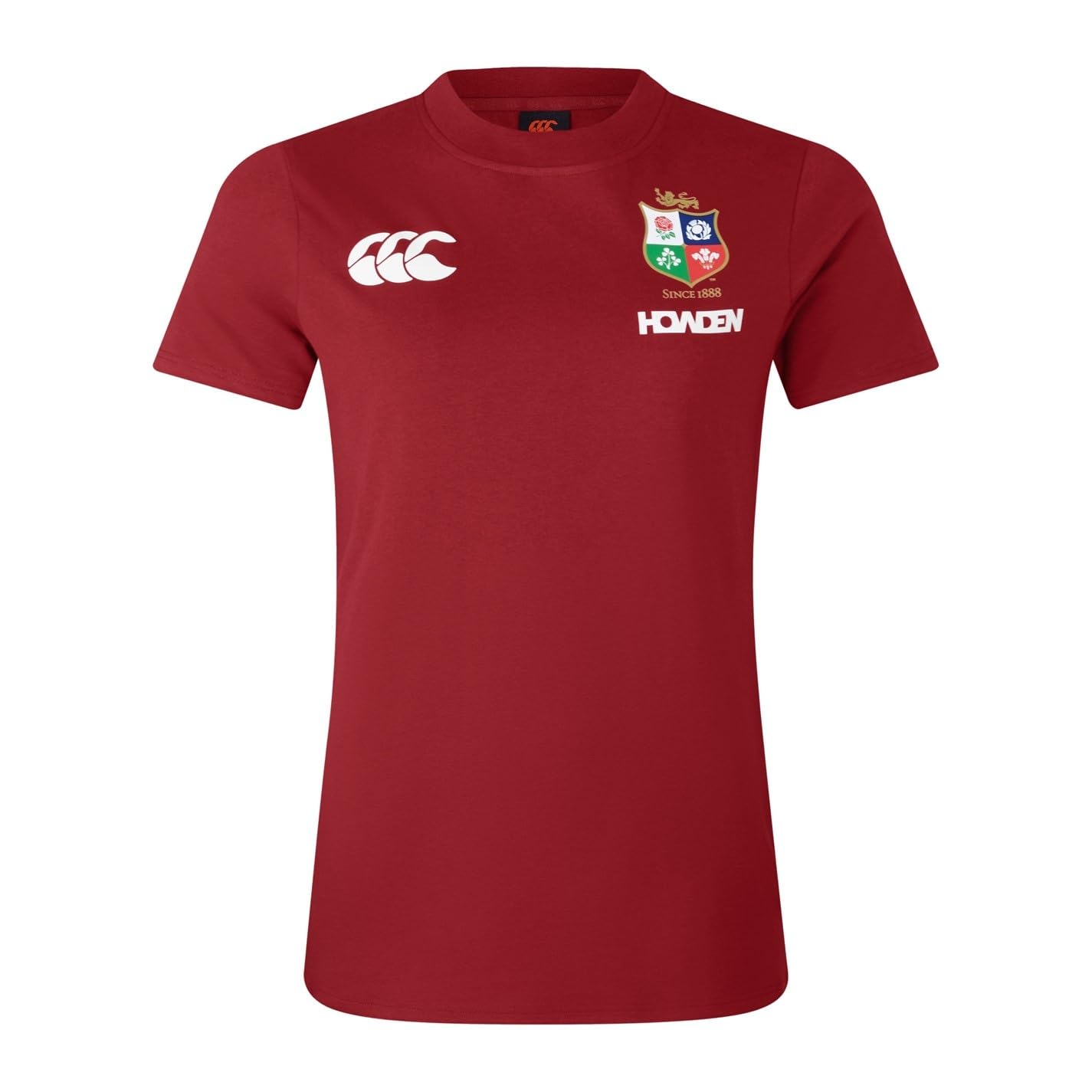 Canterbury Women's Official British & Irish Lions Cotton Rugby Jersey Tee | Organic Cotton T-Shirt, Red Dahlia, 16