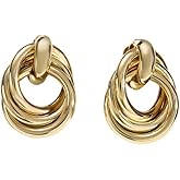 IvoryHaid Small Knot Earrings,Dainty Gold Plated Dangle Drop Earrings,Gold Silver Geometric Earrings for Women Hypoallergenic and Lightweight Fashion Trendy Jewelry Gifts