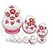 Leegoal 10pcs Pink Wooden Russian Nesting Dolls Gift Matreshka Handmade