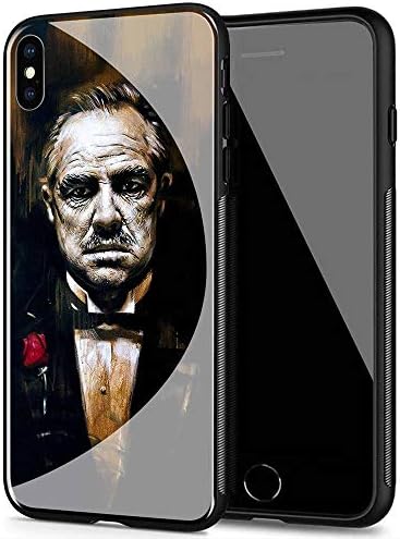 iPhone Xs Max Case, Soft TPU Frame Protective Anti-Scratch Tempered Glass Back Cover SPM-69 Godfather Mob Drama