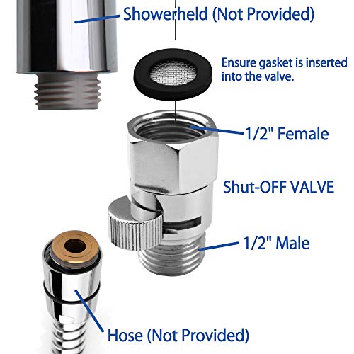 PIH Shower Volume Control Valve, Shut-Off One Piece Copper Brass Made, 1/2'' Standard Connection, Chrome Polished