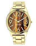 Nine West Women's NW/1584BNGB Brown Tiger Eye Dial Gold-Tone Bracelet Watch