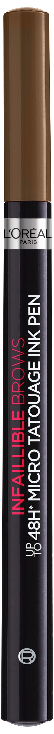 L'Oréal Paris Unbelieva Brow Micro Tatouage 105 Brunette, Smudge-proof Felt Tip Pen with Trident Tip, Up to 24H Hold, Microblading Effect