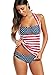 Wellwits Women's Stars and Stripes American Flag Tankini Set Swimsuit